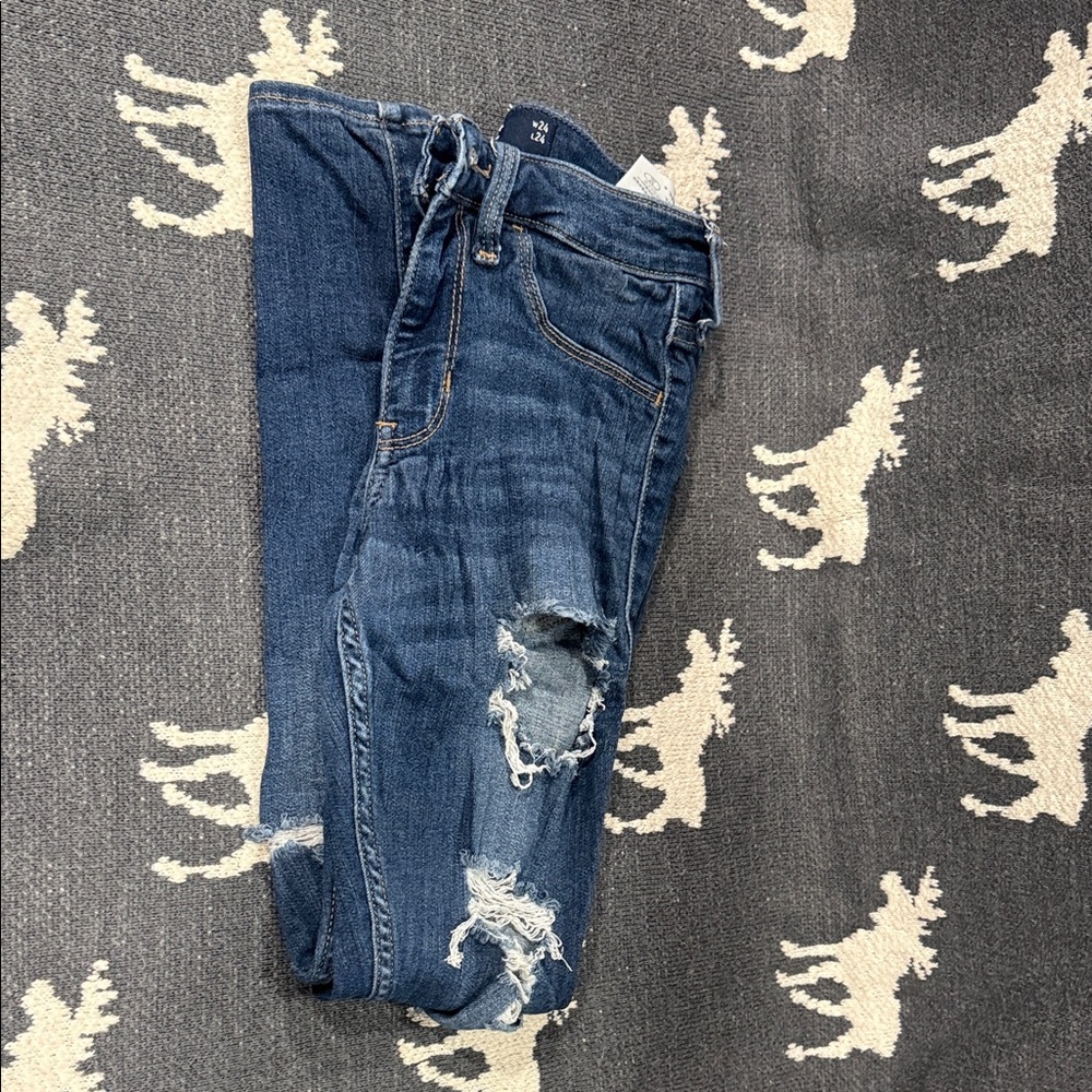 Hollister Blue Distressed Boyfriend Jeans